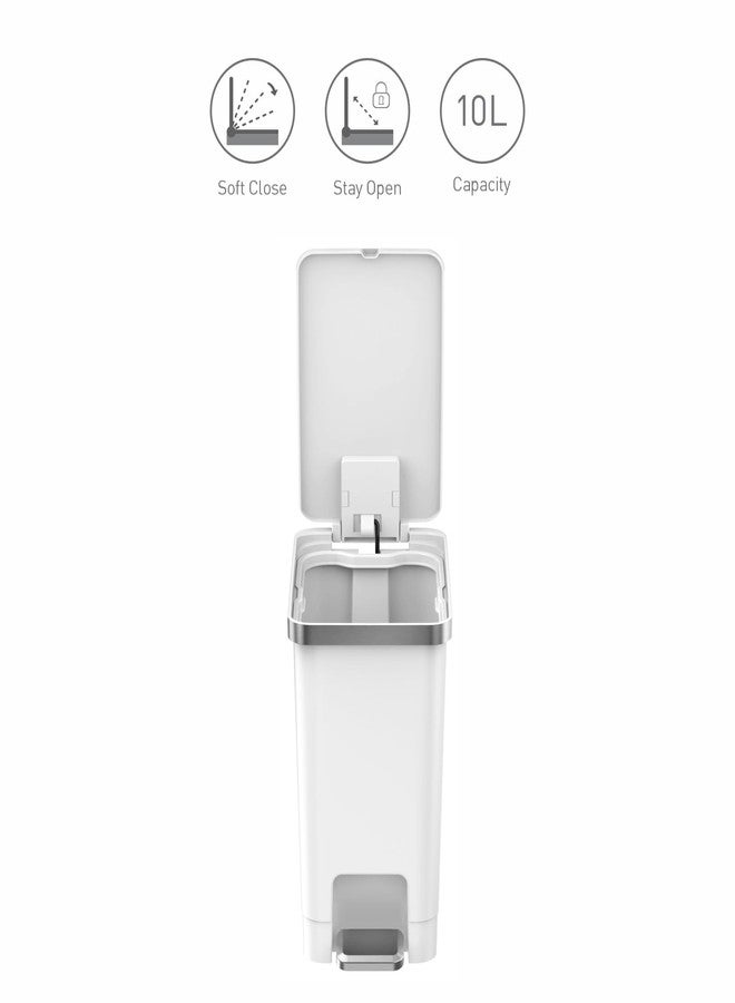 Obsessions EKO 10L Plastic Step Bin with Pedal, Waste Storage Trash Can, White - Image 5